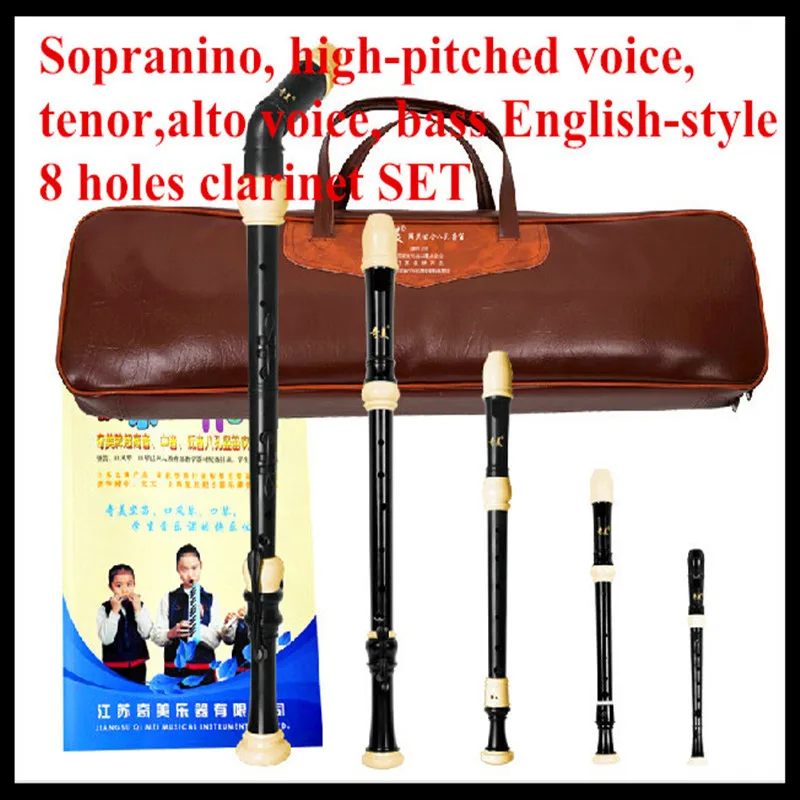 Clarinet Sopranino,High-Pitched,Tenor,Alto,Bass English-Style 8 Holes Chinese Vertical Flute Set of Bass Flautas