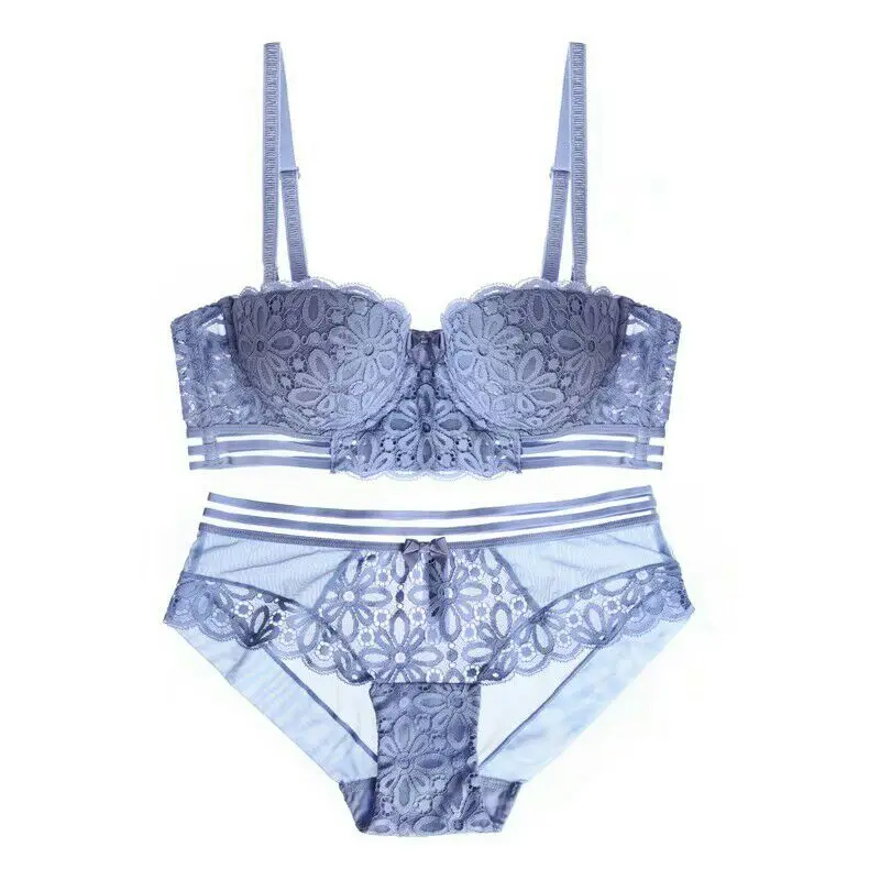 Sexy Breast Gather Half Cup Bras Underwear Movable Straps Summer Push-up Bras With See-Through Party Set For Young Girls
