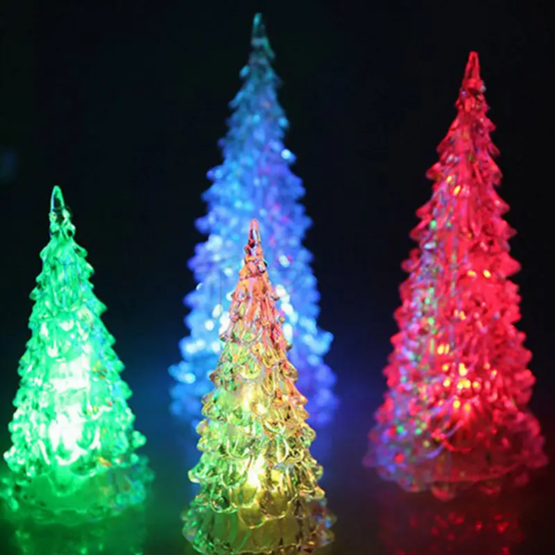 

1x Colors Changing RGB LED Acrylic Crystal Colorful Christmas Tree Ornament Table Home Halloween Party Winter Wedding Decor