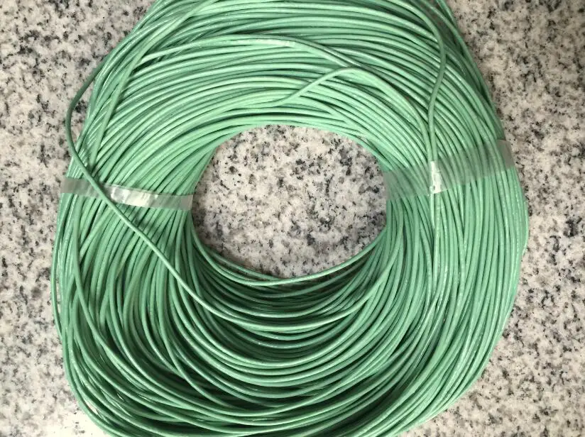 100Meters 2mm Mint Green Round Genuine leather Cord Thread Wire For Bracelet Necklace Jewelry Design