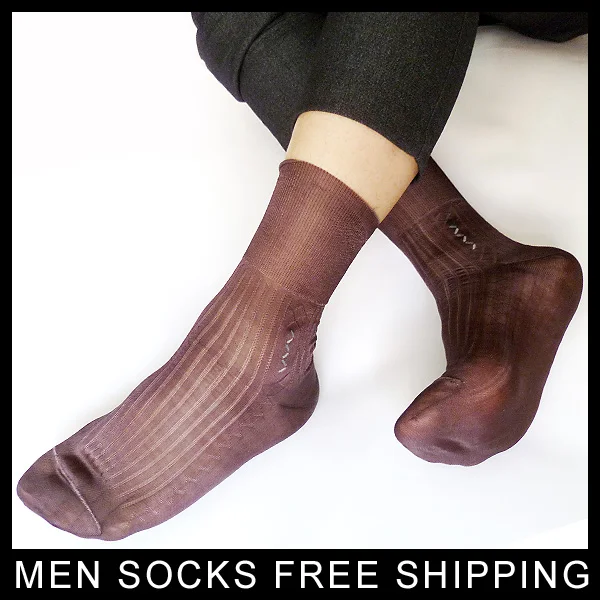 Men Nylon Socks Sexy Sox Male Leather Shoes Socks Hose Foremal Dress Suit Socks Black Grey Brown Blue