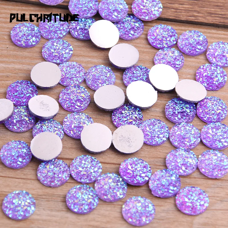 New Fashion 40pcs 12mm Mix Colors Natural Ore Style Flat Back Resin Cabochons For Bracelet Earrings Accessories