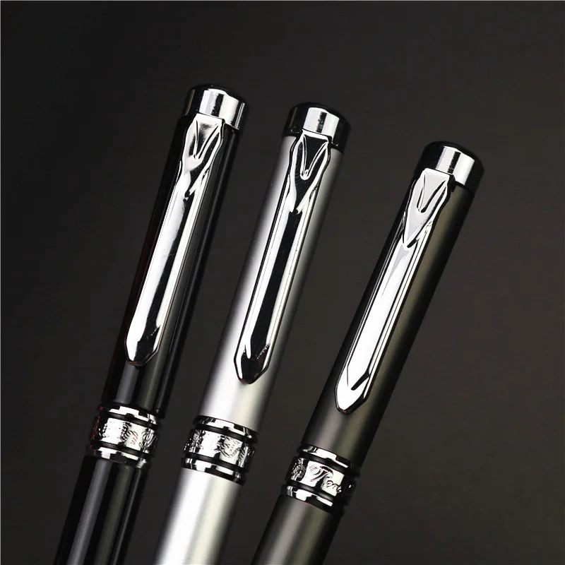 High Quality  Metal Roller Pen Luxury gel Pens give 2 refills 0.5mm Blue/Black ink For Business Writing Office School Supplies