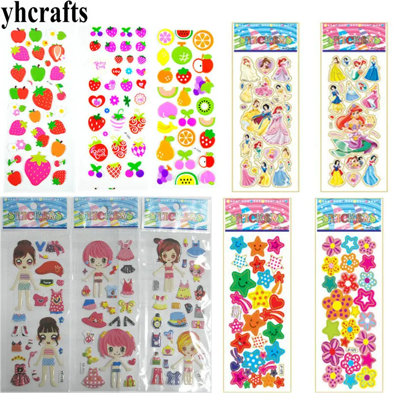 50 장/로트. 혼합 100 디자인 플라스틱 stickers.3D 스티커. 유치원 공예. 아이 장난감. 공예 재료. DIY