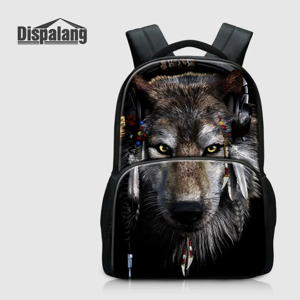 

Dispalang Brand Men's Laptop Backpack Cool Wolf Print Women School Bags for teenagers Animal Notebook Backpack Bookbag Mochila