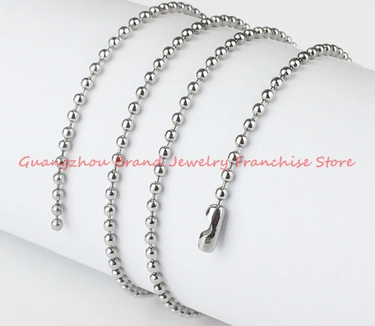 

New Fashion 1.5/2/2.4/3.2mm Beads Ball Link Chain Necklace 316L Stainless steel Silver Color Jewelry in bulk 16-40 inch long