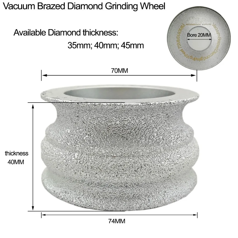 DIATOOL Dia75mmX40mm Diamond Profile Grinding Wheel For Stone, Used On Angle Grinder