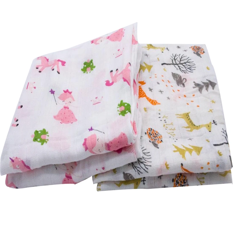 100% Bamboo Fiber Baby Blankets Swaddle Wrap Newborn Fashion Bathing Towels Flower Printed Cute Soft Blanket Gauze Bath Towel