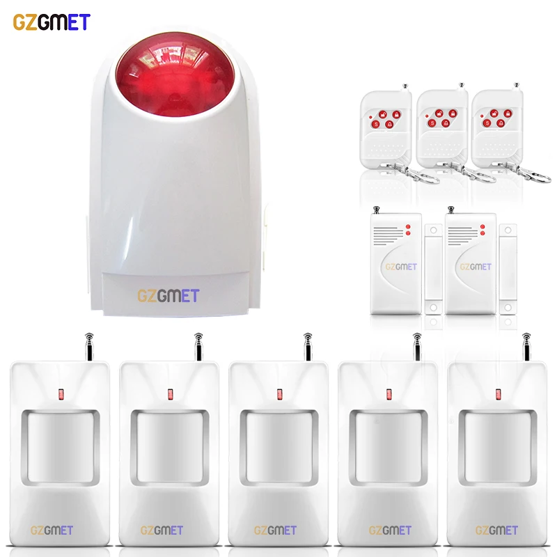 

GZGMET Wireless Alarm Siren motion detector door sensor Home Security with Pir Motion Detector