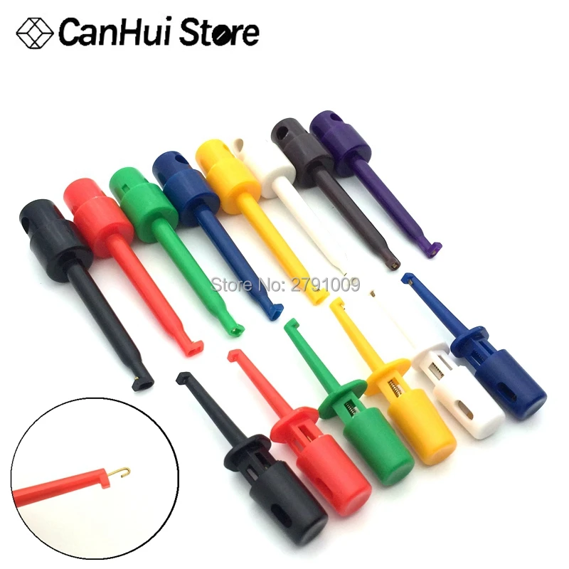 10pcs Small/Large Size Colorful Electrical Hook Piece Multimeter test probe SMT / SMD Single color Round Hook clip test 8 colors