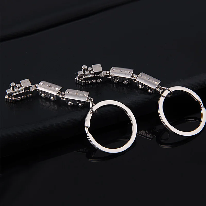 Hot 3D Car Keychain Men Women Metal Train Key Chains Company Gift Small Trains Trinket Bag Charm Accessories Key Ring 100Pcs