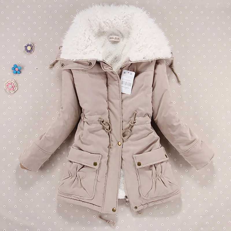 

Women Winter Jacket Thicken Hooded Long Down Jacket Women Coat Slim Fit Hair Collar Cotton-Padded Clothes Coat Women Down Coats