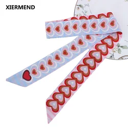 120cm*5 stripe love double-sided double artificial silk scarf twill scarf scarves tied hands small ribbon head skinny scarves