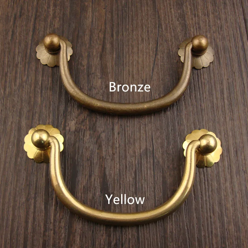 Vintage Brass Handles Retro Flower Handle Tab Drawer Cabinet Jewelry Box Screws Knobs Decorative DIY Furniture Hardware,1Set