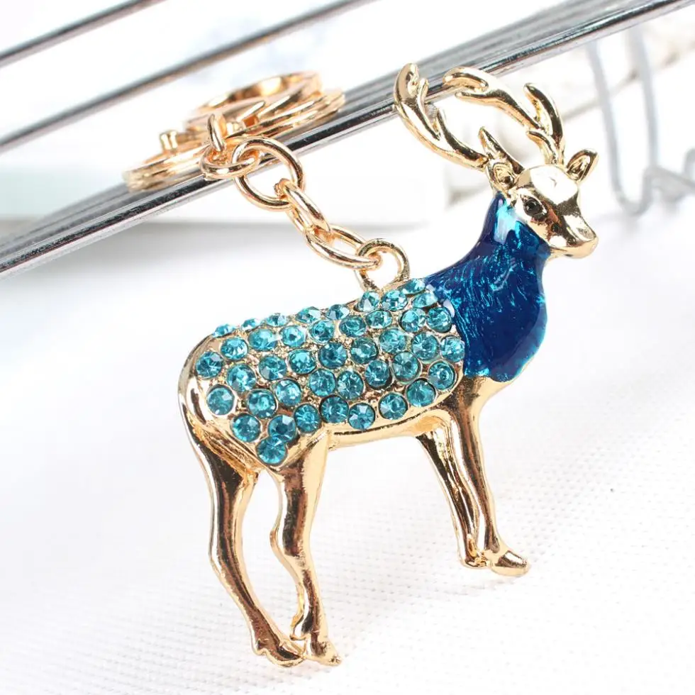 Zodiac Goat Bule Sheep Lovely Crystal Rhinestone Charm Pendant Purse Bag Car Key Ring Chain Creative Wedding Party Gift