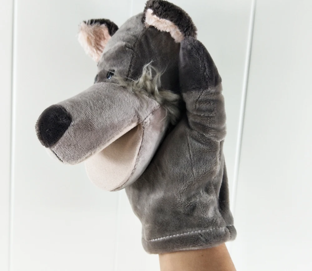 Kinder große graue Wolf Handpuppe ausgestopft Plüsch tier