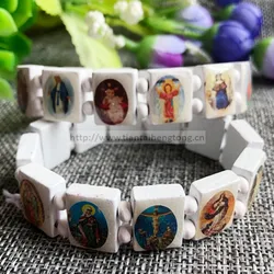 wooden religious saint bracelet