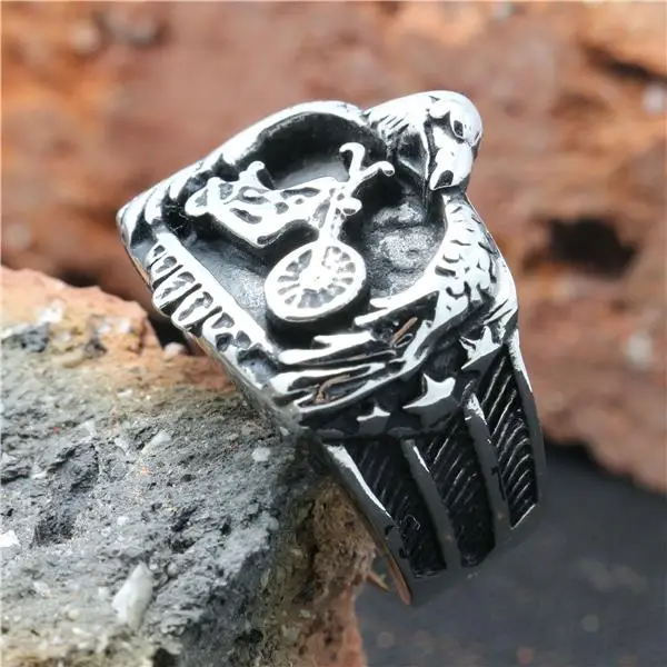 Mens Boys 316L Stainless Steel Cool Punk Gothic Eagle Biker Newest Ring