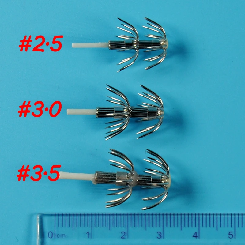 10pcs Octopus / Squid Jig DIY Hook 2.5# 3.0# 3.5# Squid Lure DIY Hooks Fishing Accessory