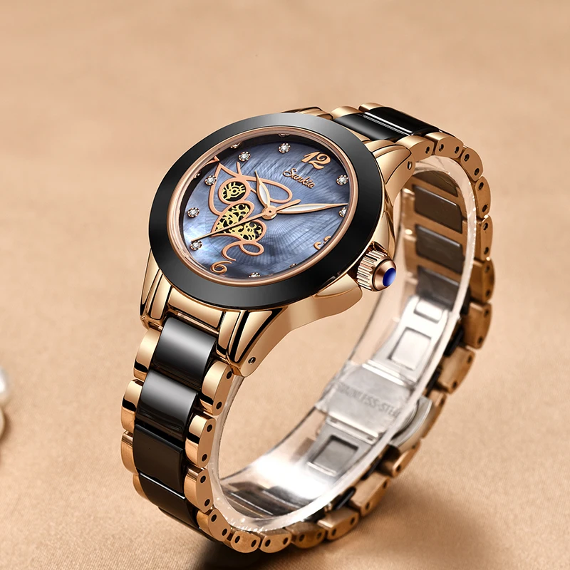 2019SUNKTA New Fashion Women Watches Ladies Top Brand Luxury Ceramic Quartz Watch Female Bracelet Clock Wife Gift Zegarek Damski