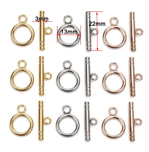 4 Sets Stainless Steel OT Button Rod 3mm Long 22mm Round Wire Diameter 2mm Outer Diameter 13mm Steel/Gold/Rose Gold Color Bail