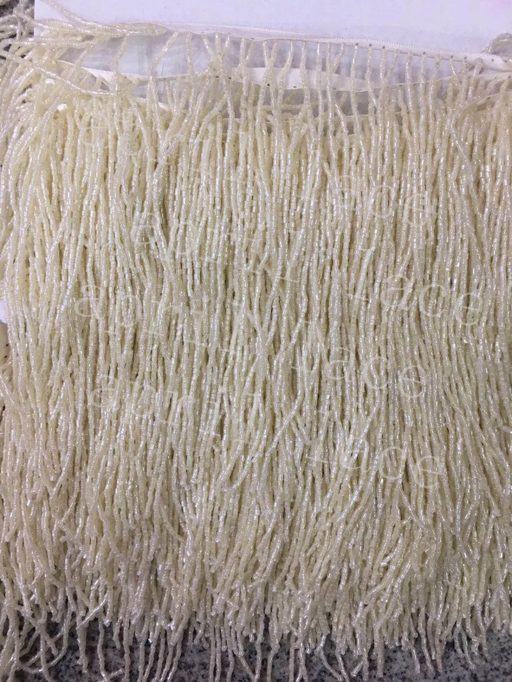 5yards cc012# 15 cm width beige  color beads  fringe satin ribbon  tassel for garment/decorative/home /wedding bridal gown dress