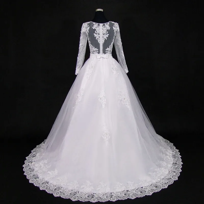 Robes de mariée 2 en 1 avec appliques en dentelle et perles, robes de mariée avec poignées amovibles, patients, quoi que ce soit, 2 en 1