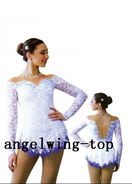 

white ice skating wear girls crystals figure wear for women competition skating wear custom size free shipping
