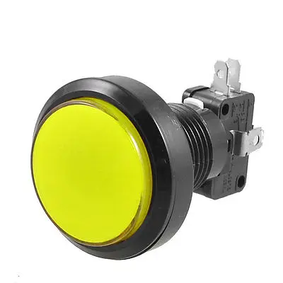 36mm Dia Yellow Round Push Button w Micro Limit Switch for Arcade Video Game