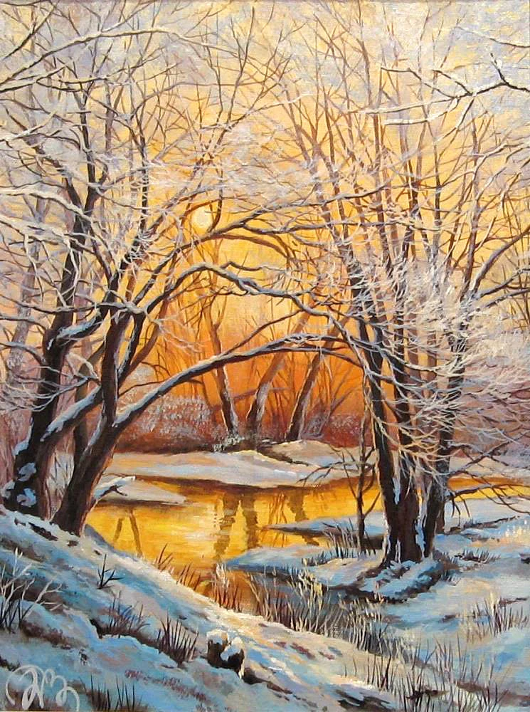 Trees Rivers Snow Dusk Scenery Needlework,DIY 14CT Cross stitch,  Embroidery kits,Art Cross-Stitching handmade Oil Painting