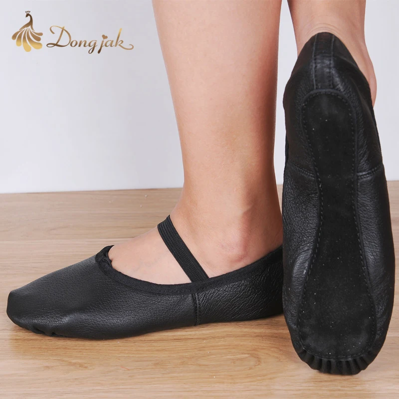 Dongjak zapatos de Ballet para niñas y mujeres, zapatillas planas de lona, color rosa y negro, zapatos de baile de salsa