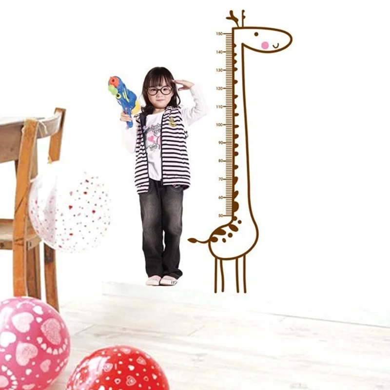 Cartoon Giraffe Height Measure Wall Sticker backdrop For Kids Rooms Height Chart Ruler Home Decoration Decals Wall Art Stickers