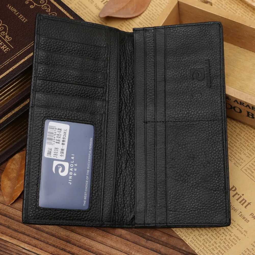 JINBAOLAI Genuine Cow Leather Long Men Wallet Europe Zipper Pocket Card Holde Male Purse Crocodile Coin Pocket Fold Men Wallet