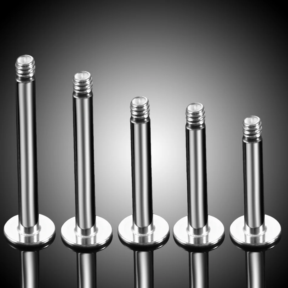 100Pcs/lot Steel Labret Bar Parts Screw Thread Head 16G 14G Labret Post Barbells Only For Lip Piercing Earring Stud Body Jewelry