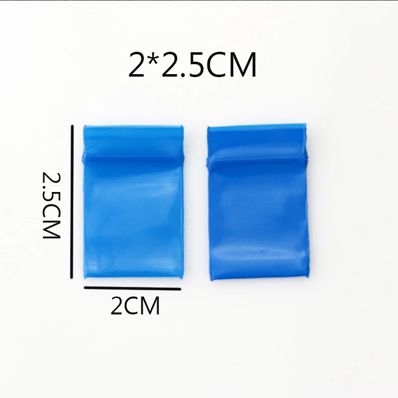 0.2mm Thick Plastic PE Zip Lock 2x2.5cm Packaging Bags 100pcs Blue Jewelry Packaging Bags Custom Plastic Bag