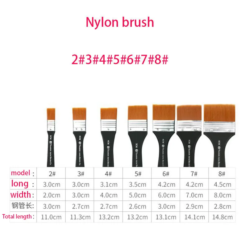 Paint Paint Brush Long Flat Head Cleaning Brush Gouache Acrylic Painting Brush Oil Brush Painting Wall Art Supplies