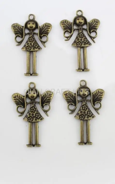 100pcs pendant, charm, drops angel  antique bronze  zinc alloy for diy size 36X24mm lead and nickle free