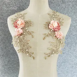 Fine Lace Fabric Trim Sew On Dress Clothing Applique Motif Blouse Sewing emboridery DIY Neckline Collar Costume Decoration