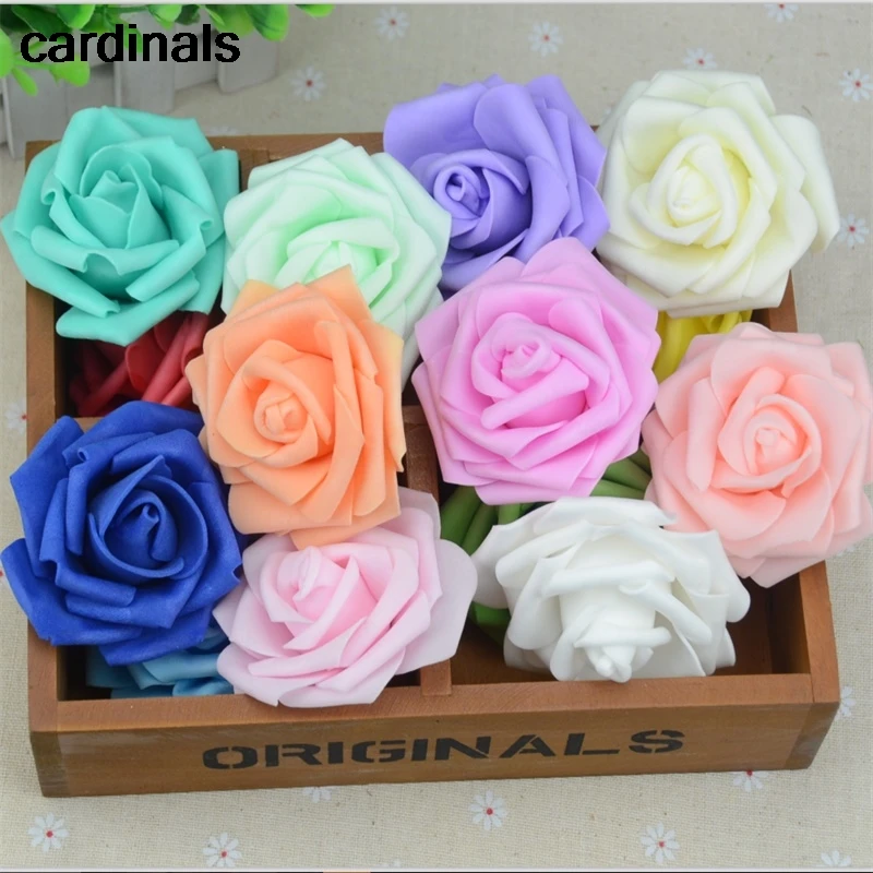 

100pcs 7CM Multi Artificial Foam Rose Flower Heads For Home Wedding Decoration DIY Scrapbooking Kissing Balls Craft Supplies