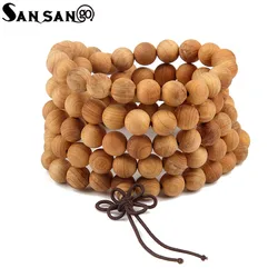 Religious Jewelry Sandalwood Buddhist Buddha 108 Prayer Bead Wooden Bracelet Woman Men Meditation Mala Bangle Jewelry 8mm Beads