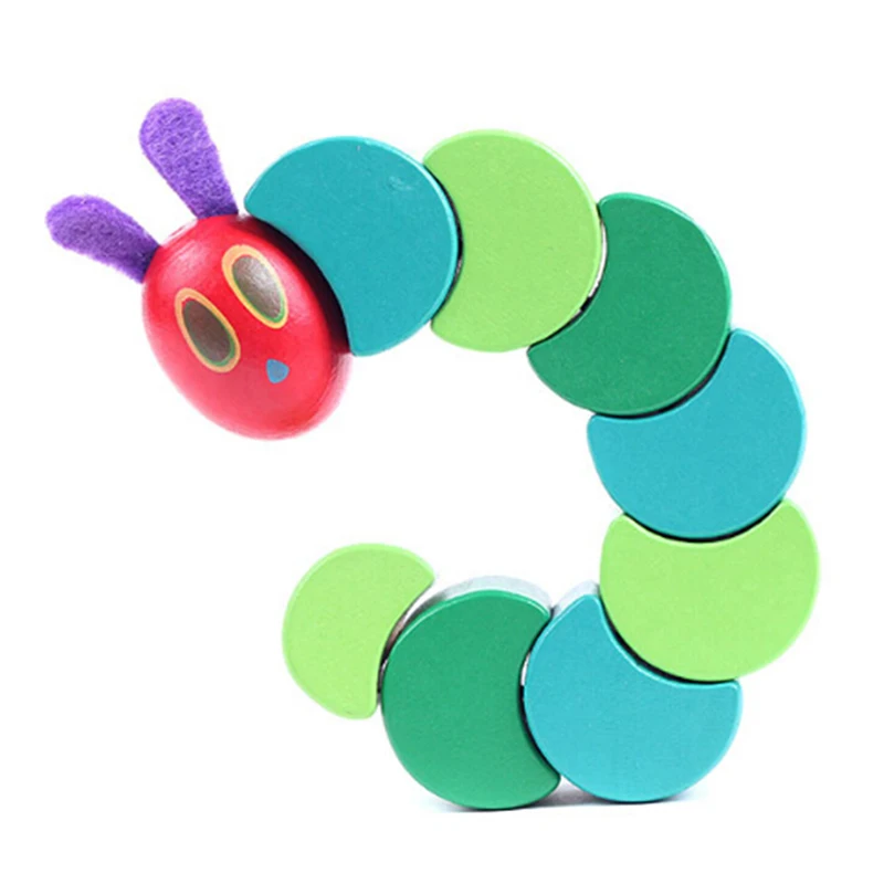 Wooden Blocks Kids Flexible Blocks Montessori the Very Hungry Caterpillar Toys for Children 