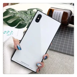 Fashion Square Tempered Glass Explosion-Proof Cases For iPhone 15 14 13 12 Pro Max Plus Protection Glass Case