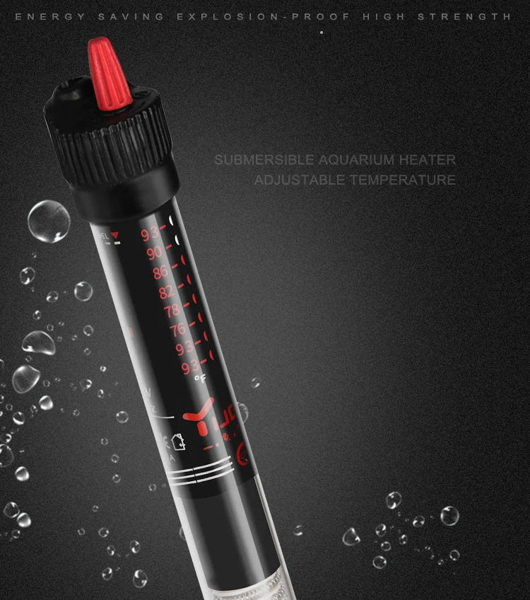110V-220V Adjustable Temperature Thermostat Heater Rod 25W/ 50W/ 100W/ 200W/ 300W Submersible Aquarium Fish Tank Water Heat