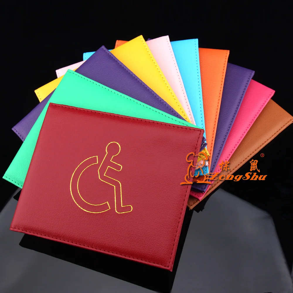 

ZONGSHU Pu Leather Disability Card Cover Red Disabled Identity Case Blue Handicapped Id Bags (Customization Accepted)