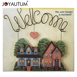 Plastic Kruissteek Woondecoratie Landschap Welkom Geteld Kruissteek Banner Kit 14 Count Borduren Sets Hoge Kwaliteit