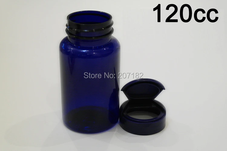 (100pcs/lot) 120cc Blue Translucent Color Plastic Medicine Pill Bottles Empty Capsule Container 120ml---With Blue Flip Cap