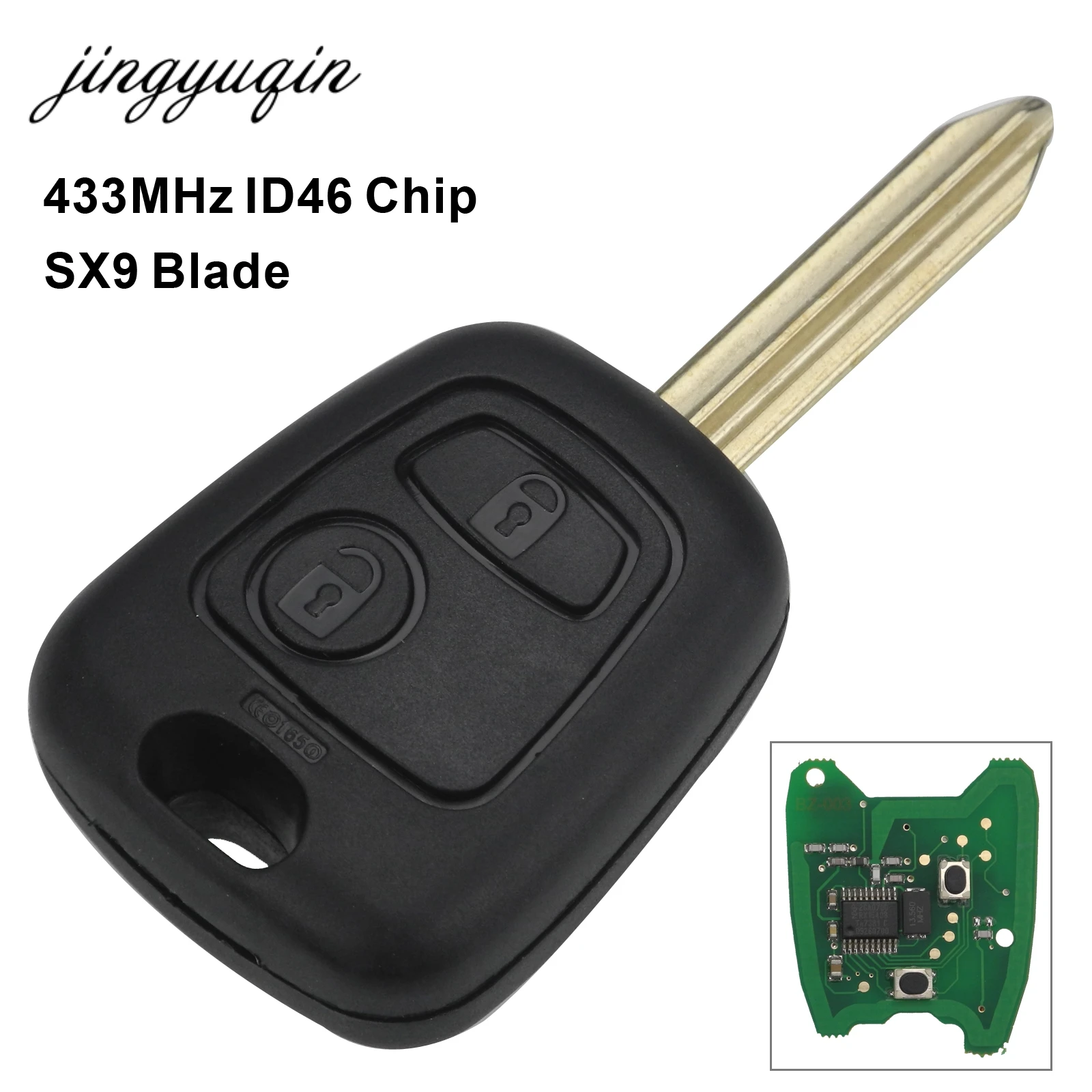 jingyuqin Remote Control Car Key 433MHz ID46 Chip For Citroen Saxo Picasso Xsara Berlingo SX9 Blade 2 Button Key Fob