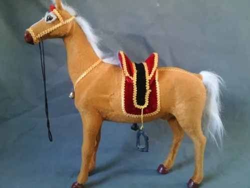 

large 40x38cm simulation toy saddle brown horse model,polyethylene & furs handicraft decoration Christmas gift a2456