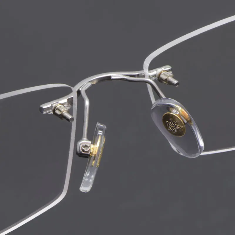 Reven Jate Glasses Rimless Eyeglasses Titanium Frame Optical Uncut Edge Lens Non-Prescription Eye Glasses Frame Eyewear 8047
