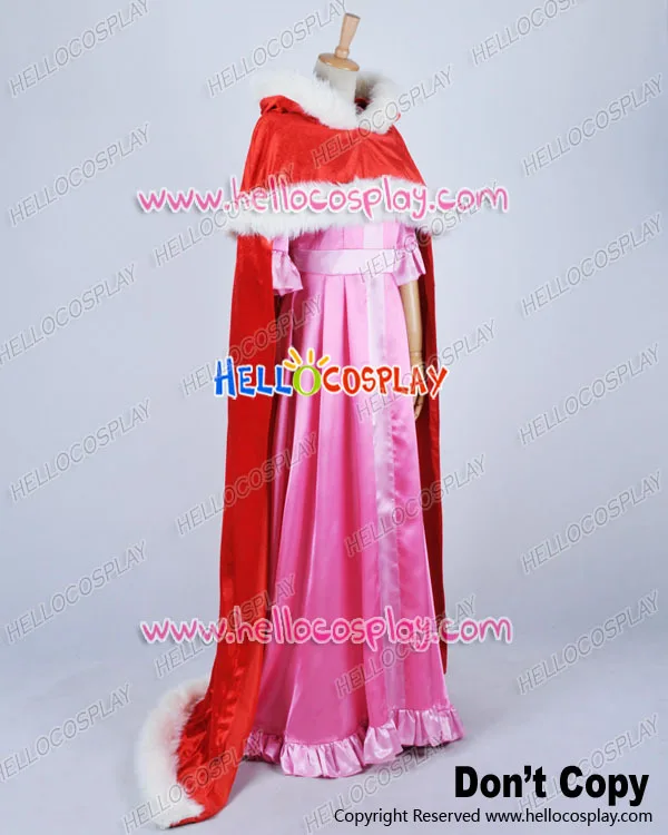 Beauty And The Beast  Cosplay Belle Red Cape Pink Dress Costume H008